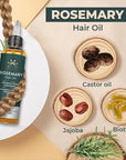 Pure Rosemary Oil for Hair Growth (4.05 fl oz) Infused with Biotin Jojoba & castor Oil | Hair strengthening Treatment | Nourishing & Volumizing– Strengthening, | Non-GMO verified