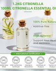 HIQILI 16 Fl Oz Citronella Oil for Homemade Sprays, Add to Diffuser, 100% Pure and Natural Undiluted