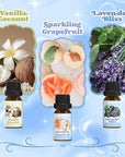 Bath Fragrance Oils Set, ARVIDSSON Natural Spa Essential Oils for Diffuser, Soap and Candle Making, Vanilla & Coconut, Lavender Bliss, Sparkling Grapefruit, Citrus Verbena, Amber Oud, Scented Oils