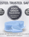 Avilana Silicone Body Scrubber – Gentle Shower Brush & Loofah Alternative- Food Grade & Lab Tested – Fast-Drying, Hygienic, BPA-Free Silicone Body Gentle Exfoliator (Blue, Body & Face)