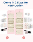 BAGSMART Travel Toiletry Bag with Jewelry Organizer, Hanging Travel Bag for Toiletries, Puffy Makeup Cosmetic Bag Organizer, Carry-on Travel Accessories Essentials, Beige-L