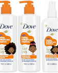 Dove Shampoo and Conditioner Set + Detangler Spray for Kids - Kids Hair Love Collection, Shampoo and Conditioner, Curly and Wavy Hair Products (3 Piece Set)