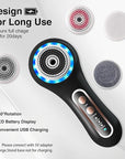 Face Scrubber Exfoliator,Facial Cleansing Brushes Rechargeable IPX7 Waterproof with 5 Brush Heads,Electric Face Spin Brush for Exfoliating, Massaging and Deep Cleansing (Black+Gold)