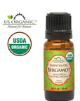US Organic 100% Pure Bergamot Essential Oil, USDA Certified Organic, Cold Pressed, with Euro droppers (More Size Variations Available) (10 ml / .33 fl oz)