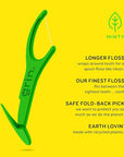 GRIN XtraFine Flosspyx, Floss Picks, 75 Count, Dental Flossers, Minty Flavor, Recycled Plastic, for Super Tight Teeth, Longer Floss Head, Slide Between Teeth, Includes Safe Soft Fold-Back Tooth Pick