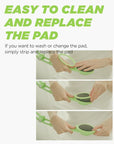 Body Oil Applicator (2nd gen) - 19" Foldable Long Curved Handle, with Replaceable Brush Head, Spill Prevention Non-Toxic Washable Foam Pad – Perfect for Tanning and Body Oils, Includes 2 Pads