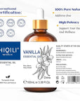 HIQILI Vanilla Essential Oil, Undiluted Natural Strong Fragrance Add in Skin Perfume, Unscented Lotion, Candle Soap Making Scent, Relax at Home with Diffuse Warm Sweet Aroma -100ML