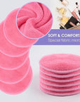 SUNLAND Reusable Makeup Remover Pads for Face,Eye,Lips 16 Pack Microfiber Face Cleansing Gloves Washable with Laundry Bag and Travel Bag Rounds Toner Pads(Round 3.15inchx16 Pink)