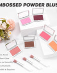 Rosewood Blush Powder Blush for Cheeks with Brush, Matte Blush Palette Blush Powder Face Blusher, Natural Blendable Formula Silky Lightweight Makeup Blush Rubores de Maquillaje, 012#