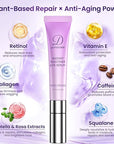 Caffeine & Retinol Under Eye Serum – Dermatologist-Tested, Fast Absorbing, Correction for Puffy Eye Bags Fine Lines Dark Circles Wrinkles While Providing Moisturizing Care