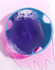 Boie USA Flat Body Scrubber - Soft Silicone-Like Exfoliating Shower Scrubber & Body Cleansing Brush - Stick-to-Wall Loofah Replacement - Antimicrobial Exfoliator for All Skin Types (Blue)