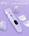 3-in-1 Electric Razor IPX7 Waterproof Bikini Trimmer Wet & Dry Use Painless Personal Trimmer Groomer for Ladies Face Body Legs Bikini Public Hairs Electric Lady Shaver with Replaceable Heads