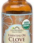 US Organic 100% Pure Clove Stem Essential Oil - USDA Certified Organic, Steam Distilled (30 ml)