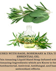 Olivia Care Hand Soap - Infused with Sage & Tea Tree Oil & Rosemary Mint Fragrance, Cleansing, Germ-Fighting, Moisturizing Hand Wash for Kitchen & Bathroom - 18.5 fl