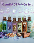 Essential Oils Roll On Gift Set, Natural Aromatherapy Oil Roller for Body, Skin, Massage - Lavender, Peppermint, Frankincense & Myrrh, Eucalyptus, Vanilla, Sandalwood, Gift for Women
