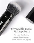 Makeup Brush Kabuki Face Brushes Retractable Travel Blush Kabuki Brush Portable Flawless for Foundation, Powder Blush, Bronzer, Buffing, Liquid, Cream, Cruelty Free with Cover
