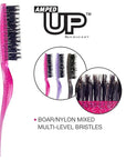 Cricket Amped Up Teasing Hair Brush - Adds Major Volume and Shine, Heat Resistant, Ideal for Slick Back Hair, Updos, and Detangling All Hair Types, Ergonomic Handle and Sectioning Tip, Sparkle Pink