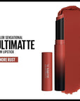 Maybelline Color Sensational Ultimatte Matte Lipstick, Non-Drying, Intense Color Pigment, More Rust, Rusty Red, 1 Count