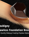 Foundation Makeup Brush Flat Top Kabuki Hexagon Face Blush Liquid Powder Foundation Brush for Blending Liquid, Cream or Flawless Powder Cosmetics with Bonus Protective Case (Champagne)