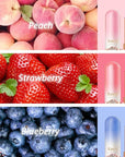 Kaely 3Pcs Peach Strawberry Blueberry Hydrating Lipstick Tinted Lip Balm, Color Changing PH Lipstick Makeup, Korean Magic Lip Stain Long Lasting Waterproof, labiales magicos 24 horas originales