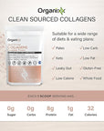 Organixx Collagen Peptides Powder with Vitamin C, Types I, II, III, V, X Hydrolyzed Collagen, Hair, Nail, Skin, Bone & Joint Health, Aging Support, Clean Sourced, Gluten Free, Unflavored, 30 Servings
