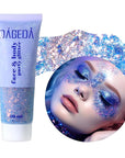 DAGEDA Body Glitter Gel, Face Glitters Body Gel Sequins Shimmer Liquid Eyeshadow, Chunky Glitter for Face Hair Nails, Holographic Cosmetic Laser Powder Festival Glitter Makeup 1.7oz (Mermaid)