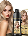 Natural Hair Dye Shampoo 3 IN 1, Gray Hair Coverage, Vegan, Ammonia-Free & Paraben-Free Hair Coloring Shampoo for Women & Men, Beard Dye for Men, Nourishing Gentle (CHAMPAGNE BLONDE)