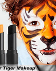 MEICOLY 2Pcs Black and Orange Face Body Paint Stick,Waterproof Face Paint for Halloween Pumpkin Tiger Lion Cosplay Makeup,Eye Black Stick for Baseball/Softball/Football/Lacrosse