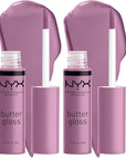 NYX PROFESSIONAL MAKEUP Butter Gloss, Non-Sticky Lip Gloss - Marshmallow (Muted Lilac) (Pack of 2)