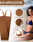FUNAN Self Tanning Applicator Kit with Soft Mitt, Back Lotion Strap, and Ultra Soft Rose Gold Kabuki Brush, Brown, 3 Piece Set