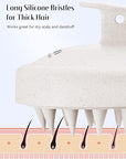 HEETA Scalp Massager Hair Growth, Soft Silicone Scalp Scrubber Shampoo Brush for Exfoliation, Dandruff Removal & Head Massage Stress Relax, Wet & Dry Use for Thick, Thin Hair Care, Wheat Straw Beige
