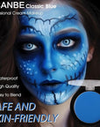 UCANBE Blue Face Body Paint Makeup Foundation, Professional Non-Toxic Greasepaint Palette for Kids & Adults Party, Cream Facepaints for Halloween Cosplay Theater Costume Stage SFX Dress-Up Makeup
