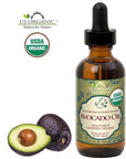 US Organic Avocado Oil Unrefined Virgin, USDA Certified Organic, 100% Pure & Natural, Cold Pressed, in Amber Glass Bottle w/Glass Eye dropper for Easy Application (2 oz (Small))