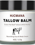 Beef Tallow for Skin 4 OZ, Natural Unscented Tallow and Honey Balm, Grass Fed Beef Tallow for Face and All Skin Types