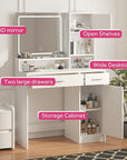 MIRROTOWEL Vanity Desk with Mirror and LED Light Strip,Dressing Table with Large Drawer, 3 Level Storage Dresser & 3 Lighting Modes Adjustable Brightness, Suitable for Bedroom