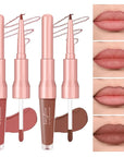 2 PCS Lip Liner and Lip Stain Combo Set, High Pigmented Long Lasting Velvet Lip Tint, Well-Defined Lipliner, Weightless Waterproof Not Animal Tested, Matte Finish Makeup