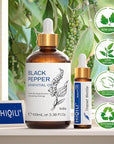 HIQILI Black Pepper Essential Oil for Aromatherapy & Diffuser - Natural Spicy & Warming Scent - Therapeutic Grade - 3.38 Fl Oz