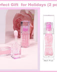 2PCS Magic Color Changing Lip Oil - Big Brush, Long Lasting Shimmery, Warm Change Hydrating Lip Gloss