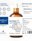 HIQILI Nutmeg Essential Oil 3.38 Fl Oz, Pure Natural Nutmeg Oil for Aromatherapy, Diffuser - 100ml