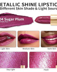 Oulac Purple Lipstick for Women with Metallic 3D Shine Lightweight Hydrating Formula, High Impact Lip Color, Vegan Beauty, Full Coverage Lip Makeup, Christmas Gifts for Women, Sugar Plum (04)