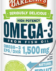 Barlean's Key Lime Pie High Potency Omega 3 Fish Oil Liquid Supplement, 1500mg of EPA& DHA Fatty Acid, Smoothie Flavored & Burpless for Brain, Joint, & Heart Health, 8 oz