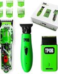 TPOB Slime 2 Barber Hair Clippers Trimmer Shaver Set for Men with Matte Green Case and X Fade Blade