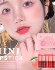 6 Colors Peach Lip Tint Stain Set, Korean Lip
