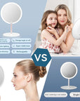 Makeup Mirror with Lights, 4K Ultra-Clear Reflection, Long-Press Adjustable Brightness, 3 Glow Settings, Flexible Multi-Angle Design–Perfect for Makeup and Skincare (White)