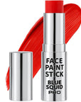 Blue Squid PRO Red Face Paint Stick - Waterproof Body Paint for Adults & Kids Eye Black Baseball, Eyeblack Softball - Vegan Hypoallergenic Twist-Up Non-Toxic Makeup Stick for Cosplay, Sports & SFX