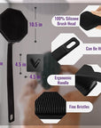 Silicone Back Scrubber for Shower,Back Washer for Shower Men, Lengthen Bath Body Brush with Long Handle, Brush for Shower Exfoliating and Massage Shower Brush - Black