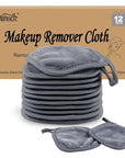 HOMEXCEL Makeup Remover Cloth 12 Pack,Reusable Makeup Remover Pads, Washable Ultra Soft Facial Cleansing Cloths For All Skin Types, 5 X 5 In, Grey