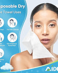 AIDEA Face Towels Disposable-200Ct (4 Box), Clean Facial Towels, Facial Cleansing Wipes for Sensitive Skin, Face Towelettes for Makeup Removing, Nursing, Travel, Dry Wipes