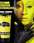 MEICOLY Yellow Face Body Paint,2.37Oz Large Tube Water Based Washable Body Paint,Yellow Face Paint for Halloween Lion Tiger Cosplay Makeup,Professional Face Painting for Adults Kids