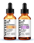 Vitamin C Serum Skin Care 2-Piece Set: Includes Retinol – Anti-Aging, Skin Brightening, Hydrating, Wrinkle Reduction, Dark Spot Corrector (1 Fl Oz (Pack of 2))